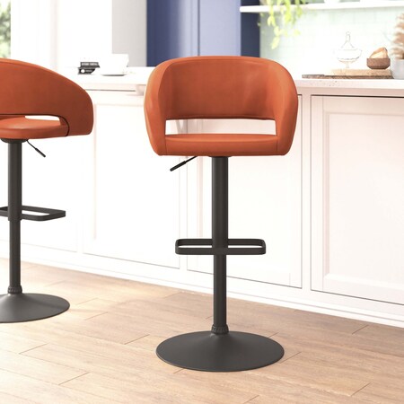 Flash Furniture Cognac Vinyl Adjustable Height Barstool CH-122070-BRBK-GG